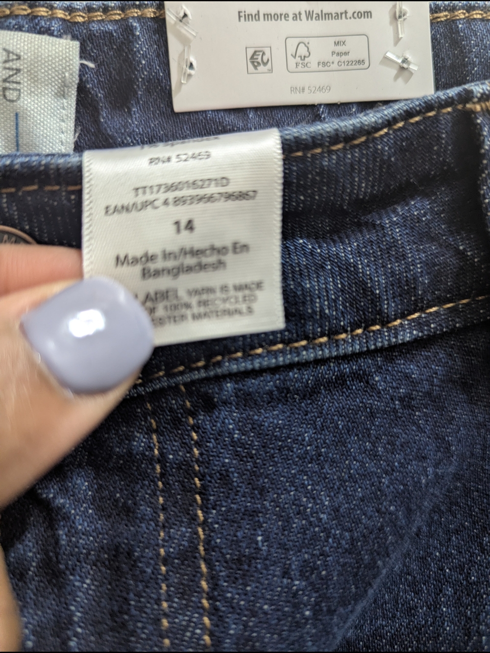 Time and Tru Dark Blue High-Rise Wide Leg Jeans - Picture 4 of 7